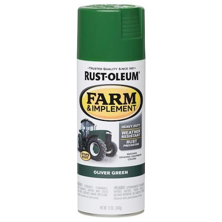 Rust-Oleum Rust-Oleum 1001976 12 oz Farm & Implement Gloss Oliver Spray Paint; Green - Case of 6 1001976
